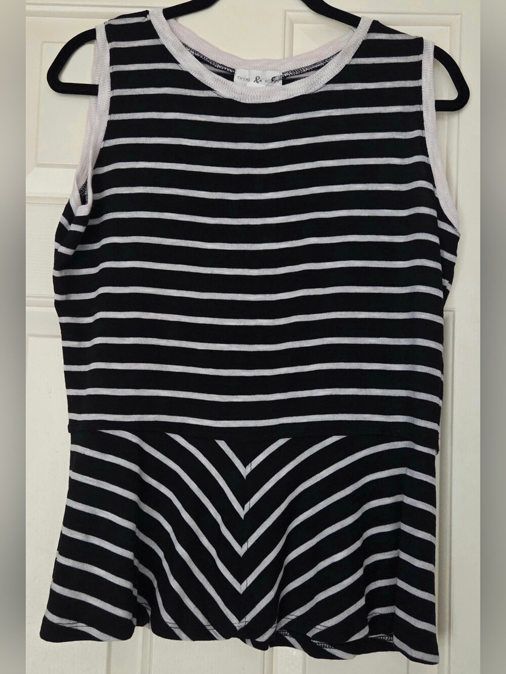 Thyme & Honey Womans Strippes Peplum Top